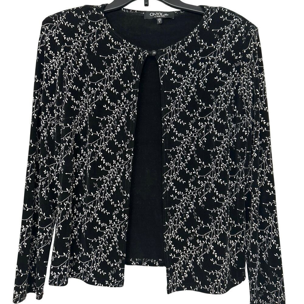 Vintage Onyx Nite Slinky Cardigan M Black Sparkle 90s Evening Elegant Whimsical